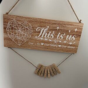 Wooden Wall Sign with Heart Design